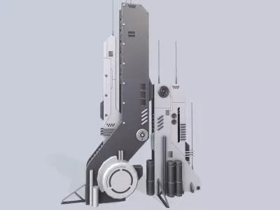 Futuristic building Low-poly 3D model 5