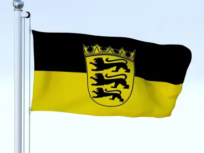 Animated Baden-Wurttemberg German State Flag Low-poly 3D model
