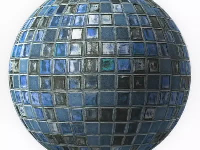 Tiles Materials- blue mosaic tiles - Pbr 4k Seamless Texture