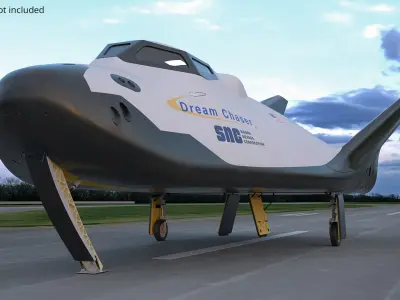  SNC Dream Chaser Cargo Spaceplane USA White with Interior Rigged for Maya 