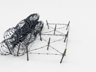 Low Poly Barb Wire Obstacle Low-poly 3D model