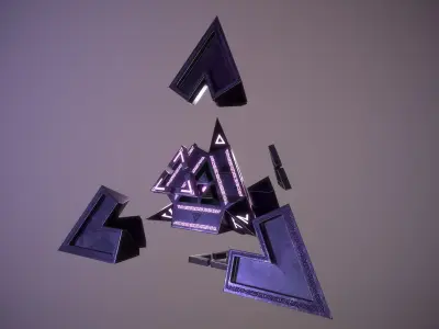 Alien artifact animated camera drone  Low-poly 3D model