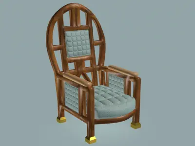 Elegant neoclassical wooden and cotton armchair 3D model