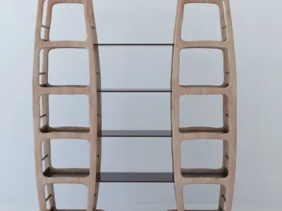 A low poly model of a bookcase Low-poly 3D model