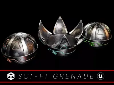 Sci-Fi Claw Grenade  Low-poly 3D model