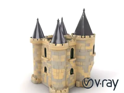 Majestic Stone Castle with Arched Windows model pack Low-poly 3D model