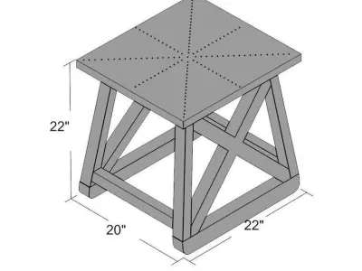 Donata Steel Cross Legs End Table 3D model