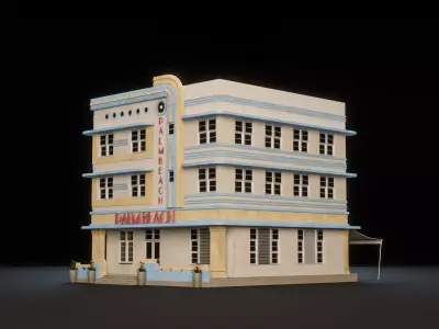 MIAMI VICE CITY ART DECO BUILDING 8 Low-poly 3D model