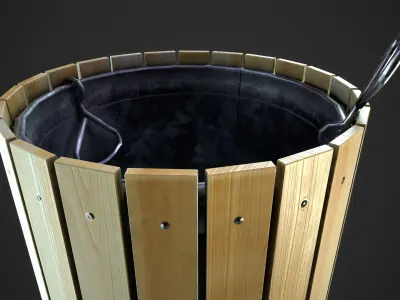 Wooden Bin Low-poly 3D model