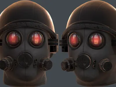 Gas mask helmet 3d model scifi Low-poly  Low-poly 3D model