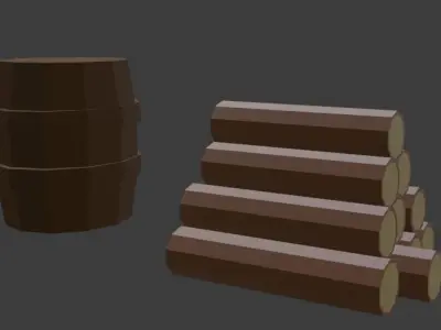 Low Poly Pack house with roof Low-poly 3D model