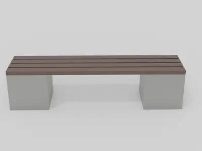 Outdoor Wooden Bench 5 Low-poly 3D model