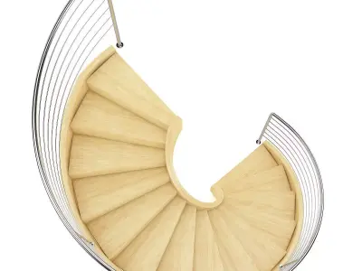 Wooden Spiral Stairs 8 3D model