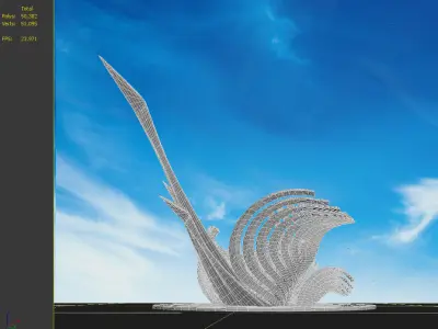 Square Swan Sculpture cultural symbol eco-city 3D model