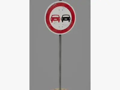 Road Sign 01 - Dont Overtake Low-poly 3D model