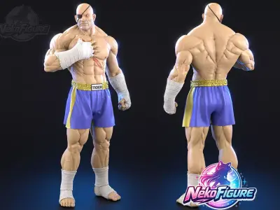 Sagat Street Fighter Statue Figurine stl printable 3D print model