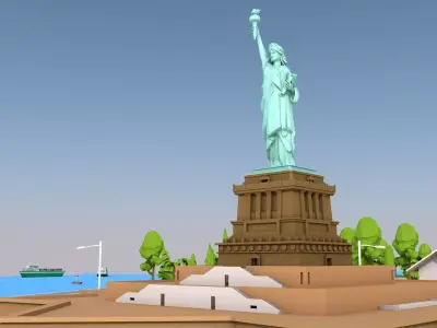 Low Poly The Statue of Liberty Landmark Low-poly 3D model