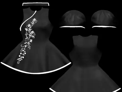 Chinese Style Large Skirt Dress Low-poly 3D model