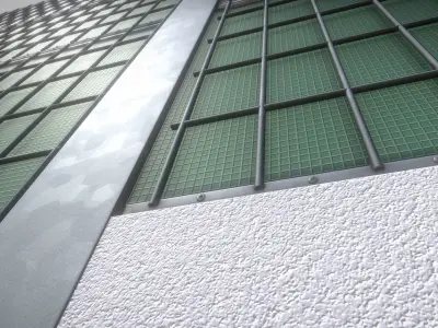 Modular Noise Barrier Set 2 Low-poly 3D model