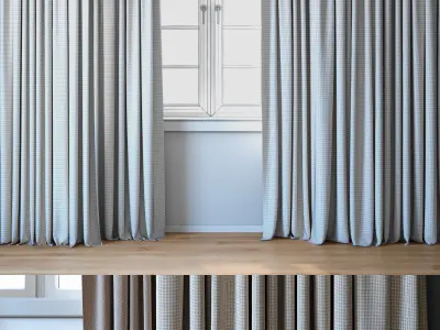 Curtains with Roman curtain and Tulle set 02 3D model