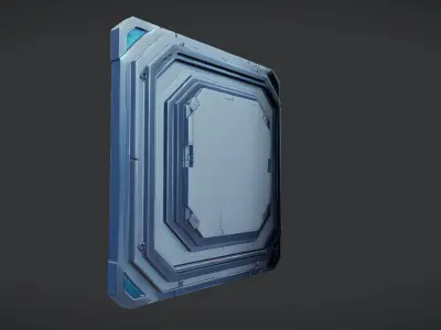 futuristic metal door panel 3D model