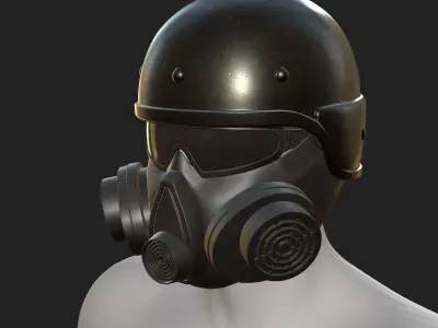 Helmet scifi military futuristic gas mask protection cyborg  Low-poly 3D model