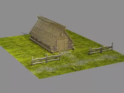 Medieval Viking House 01 Game Ready Low-poly 3D Model Low-poly 3D model
