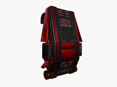 SciFi Backpack F08 Black Red - Fashion Character Design Low-poly 3D model