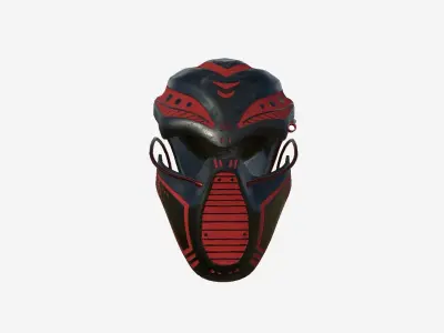 SciFi Ninja Mask A04 Red - Character Design Fashion Low-poly 3D model