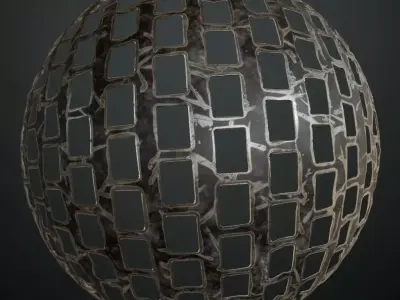 Metal Walkway Perforated Holes Frame PBR Seamless Texture