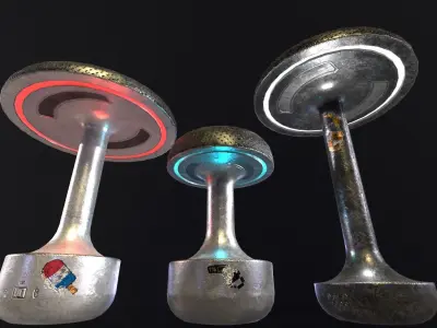 Sci-Fi Lamps  Low-poly 3D model