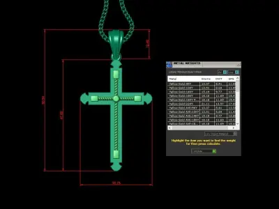 High Cross Pendant Light Gold 18K 4CP098 3D print model