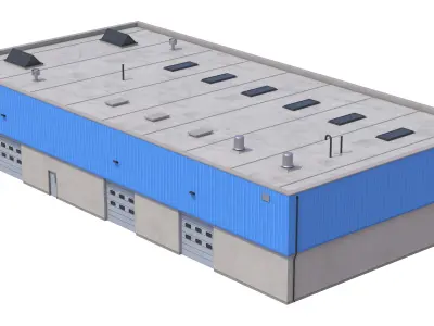 Industrial Building 16 Blue Low-poly 3D model