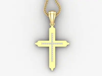 High Cross Pendant Light Gold 18K 4CP035 3D print model
