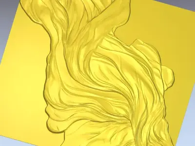 Modern  Flowing Relief Panel Wall Decor Set STL Mural CNC 332 3D model