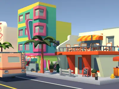 Beach City MEGA Pack - Low Poly Assets Low-poly 3D model