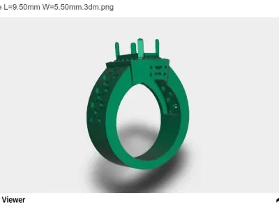 Women Ring with an Emerald Cut Center Stone 3D print model