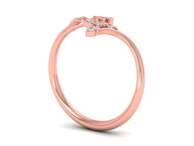 Solitaire Wedding Engagement Women Flower Bypass Ring 3D print model