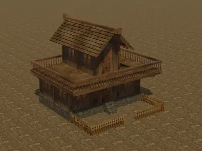 Medieval house eight 6 Low-poly 3D model
