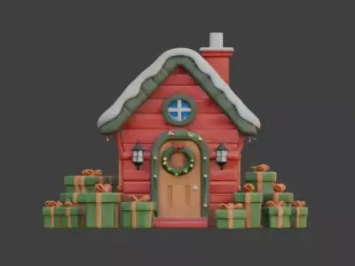 Cartoon Christmas Gingerbread House 3D Model Low-poly 3D model