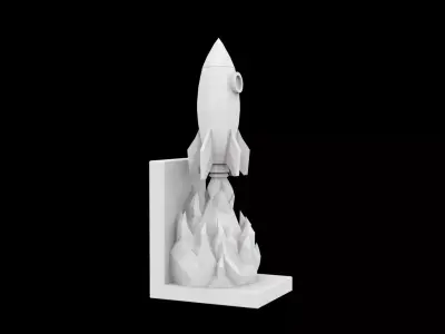 Space Rocket Bookend Sci-Fi Adventure Book Support 3D print model
