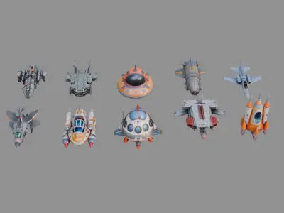 Spacecraft Pack Collection Low-poly 3D model