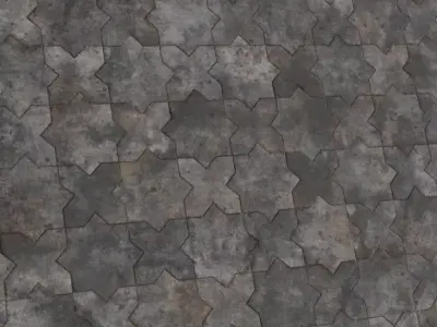 Grungy Star Pattern Concrete Tiles PBR Seamless Texture