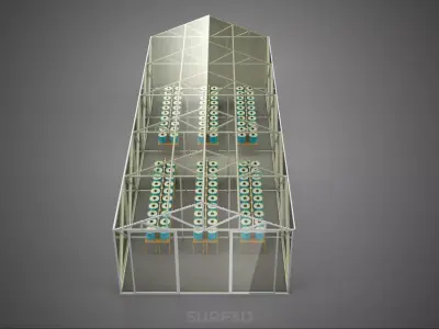 DUTCH BUCKET HYDROPONIC SYSTEM IN GREENHOUSE HOTHOUSE GLASSHOUSE 3D model