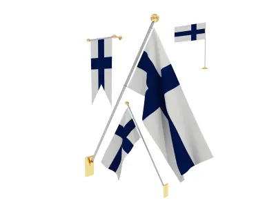 Flags of Finland 3D model