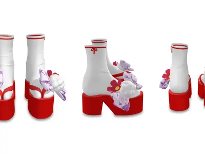 Geisha Kimono and Sandals Low-poly 3D model