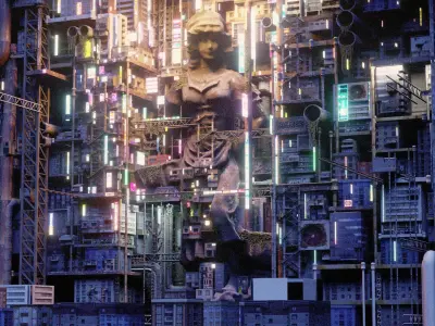 Cyberpunk Statue City 3D model