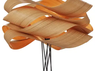 Wooden Ribbon Floor Lamp 3D Model 3D model