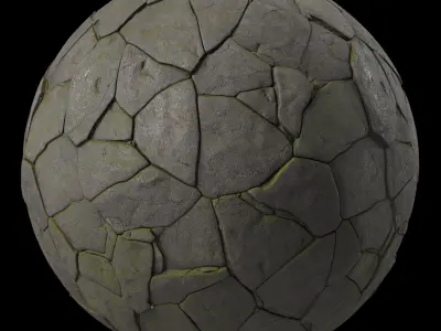 Stone Wall Materials 52- Stone By Moss Sbsar Pbr 4k Seamless Texture