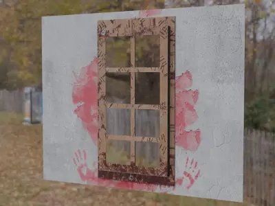 Eerie Realism Pack Blood-Stained Window Concrete Wall 3D Models Low-poly 3D model